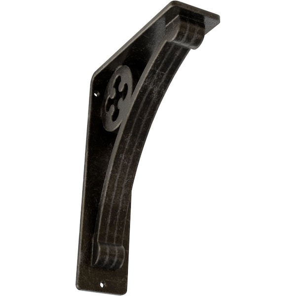 Ekena Millwork Crawley Wrought Iron Bracket, (Triple center brace), Antiqued Warm Silver 2"W x 5 1/2"D x 8"H BKTM02X05X08TCRAWS - main
